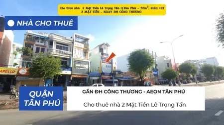 Cho thuê nhà 2 Mặt Tiền Lê Trọng Tấn 68m² ,3 Lầu- GẦN ĐH CÔNG THƯƠNG