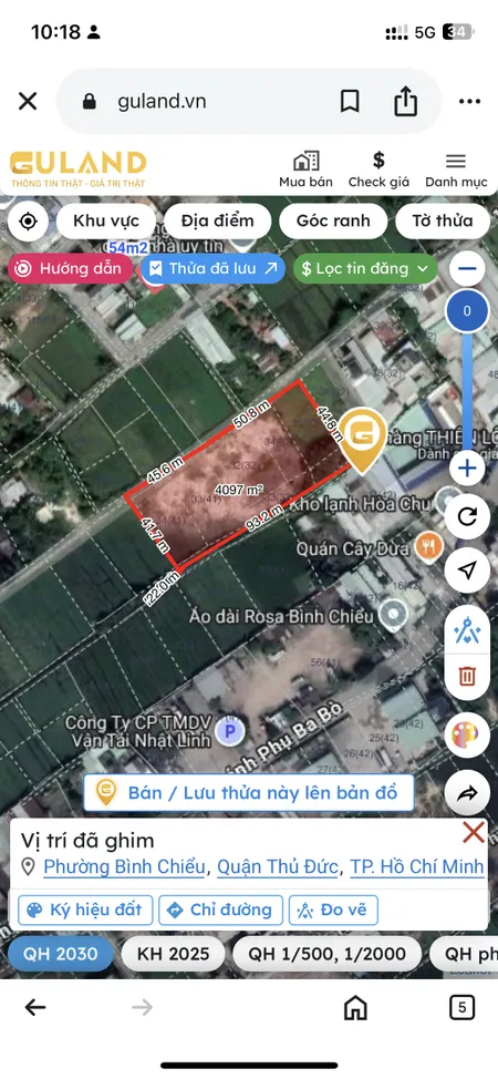 Bán đất 4300m² ngang 149m giá 55 tỷ tại Phường Bình Chiểu Quận Thủ Đức
