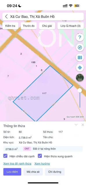 Bán đất 2738.7m² giá 2.8 tỷ tại Xã Cư Bao Thị xã Thị Xã Buôn Hồ