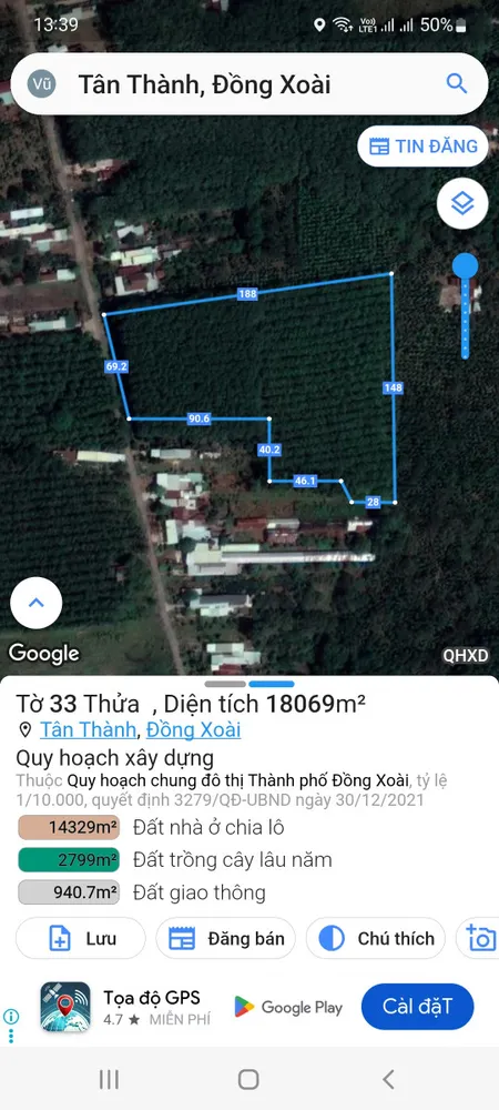 Đất xã Tân Thành Đông xoài Bình Phước