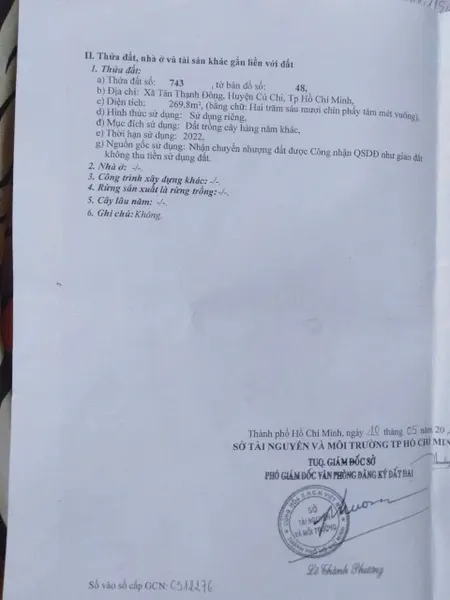 Bán đất Tân Thạnh Đông, Củ Chi Tp Hcm