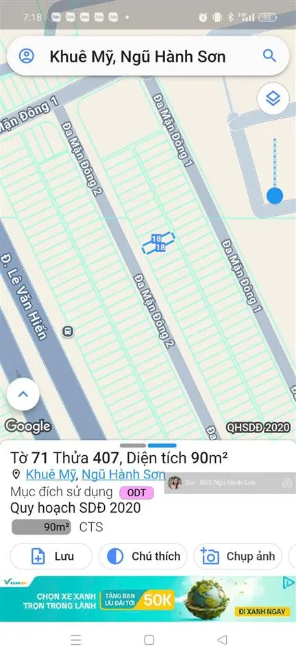 Bán đất đa mặn đông 2, khuê mỹ, ngũ hành sơn, 90m², sát lê văn hiến, giá 5.2 tỷ