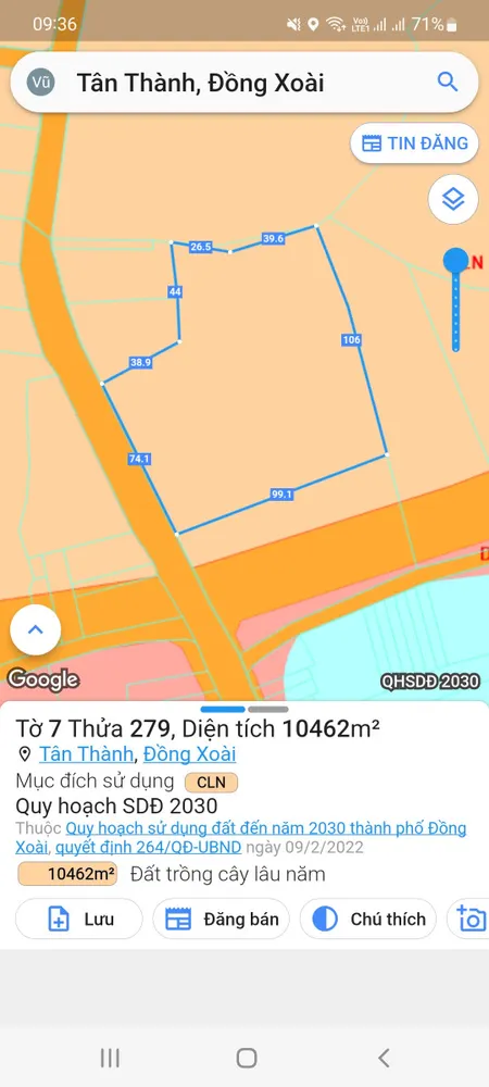 Đất xã Tân Thành Đông xoài Bình Phước