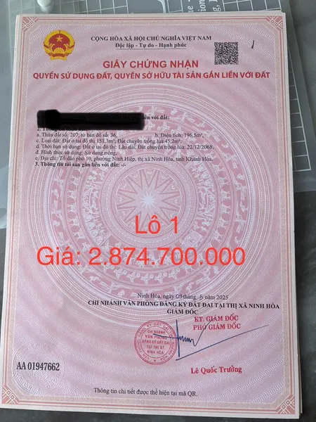 Zl047 0984648677 Bán đất 182m² ngang 5.40m giá 2.49 tỷ tại Phường Ninh Hiệp Thị xã Ninh Hòa