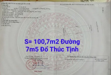 Đường 7m5 đổ thúc tịnh song song nguyễn hữu thọ. vị trí kinh doanh. s=100,7m2 ( 5x20) giá 5.6 tỷ