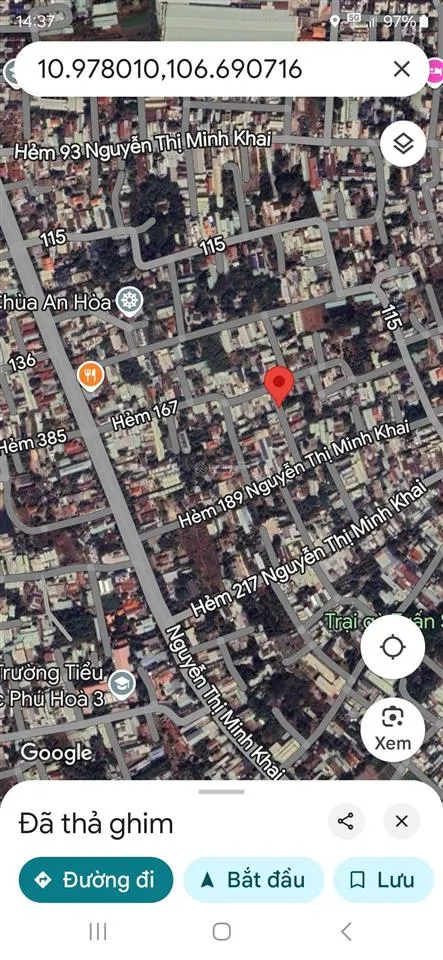 Hàng đẹp phú hòa hẻm 167 nguyễn thị minh khai đường nhựa 5m thông, 129m2 thổ cư 100m giá tốt 3 tỷ
