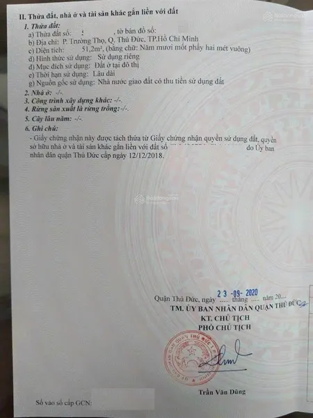 Bán đất hẻm ô tô đặng văn bi, phường trường thọ