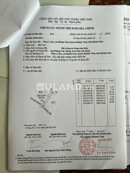 CHỈ CẦN 600TR CÓ NGAY ĐẤT KHÁNH NAM KHÁNH VĨNH GIÁ RẺ