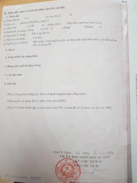 Bán đất nền 112m2 tại nguyễn duy trinh, phú hữu, quận 9, tp. hcm, giá 3,7 tỷ vnd
