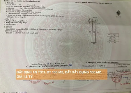 Bán đất thổ cư giá rẻ 150m2, giá chỉ 1.5 tỷ tại xã hiệp thạnh, tỉnh lâm đồng
