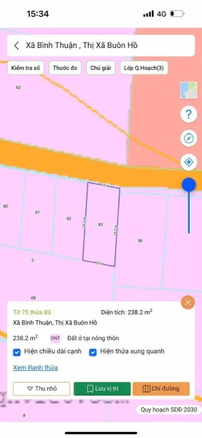 Bán đất 238.2m² giá 399 triệu tại Xã Bình Thuận Thị xã Thị Xã Buôn Hồ