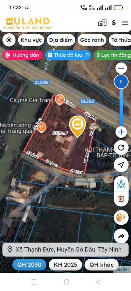 Bán BIỆT THỰ 6970.6m² MẶT TIỀN QL22B ngang 70m giá 18 tỷ tại Xã Thạnh Đức Huyện Gò Dầu