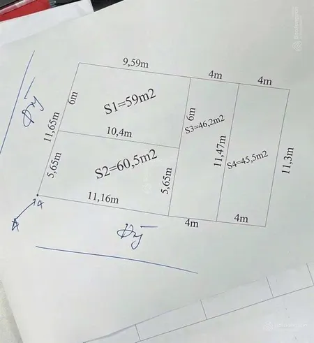Mở bán lô góc 2 mặt tiền đường 58 cát vũ 60,5m2 giá 41tr/m2