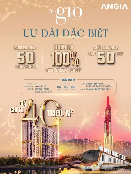 ĐỘC QUYỀN DỰ ÁN CĂN HỘ THE GIÓ RIVERSIDE - SỞ HỮU NGAY CHỈ VỚI 160 TRIỆU (Tin Hết Hạn)