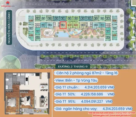 Căn hộ VTCP 2 phòng ngủ 87m2 tầng 16. Chuẩn bị bàn giao, đơn vị CBRE quản lý (Tin Hết Hạn)