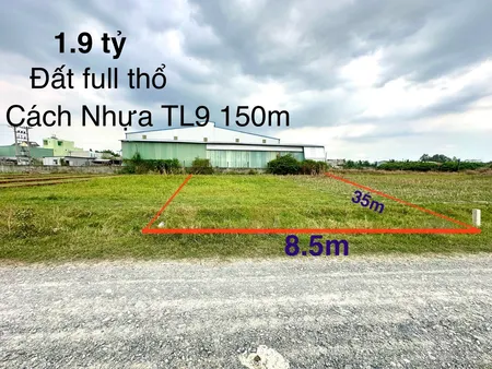 bán đất 1/ ngắn TL9 DT: 303m2 full thổ cư giá 1.9 tỷ Mỹ Hạnh Bắc (Tin Hết Hạn)