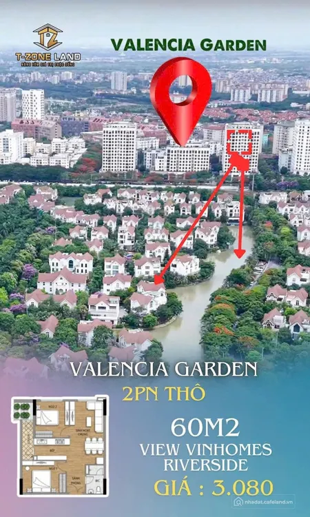 Bán suất ngoại giao căn hộ 2PN view Vinhomes Riverside tại Valencia Việt Hưng (Tin Hết Hạn)