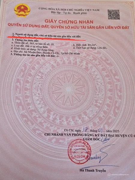 chỉ cần 450 triệu mua nền đất mặt tiền đường nhựa Bà Thiên xã Nhuận Đức Củ Chi (Tin Hết Hạn)