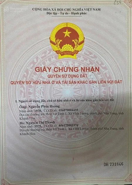 Bán đất mặt tiền đường bê tông, tp nha trang, t khánh hoà, dt 109.1m2 qh full thổ cư giá 3 tỷ
