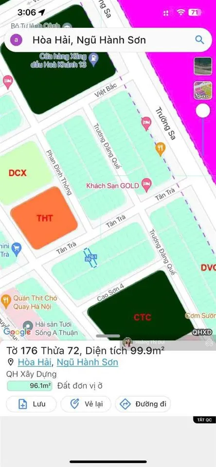 Bán nhanh đất mặt tiền đường tân trà, 5x20m, cách biển 1p, gần công viên, giá cực kì tốt