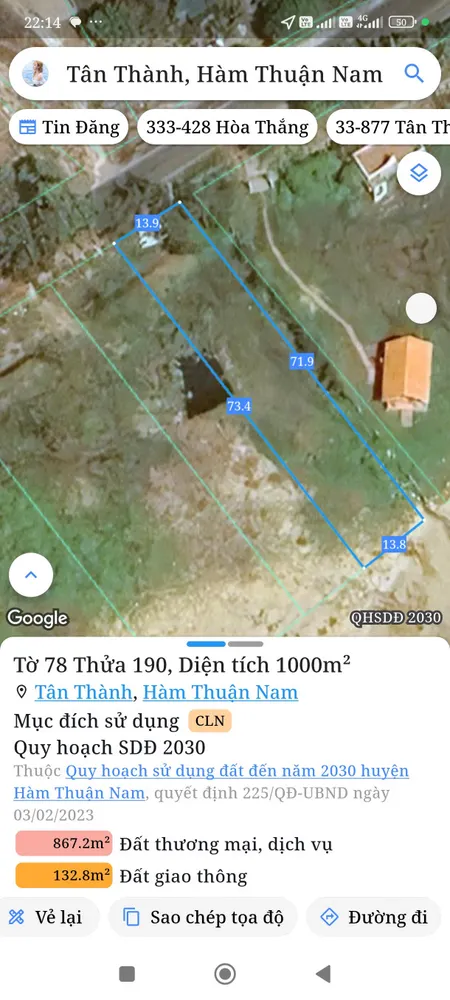 Bán đất 2000m² ngang 27,2m giá 20 tỷ Xã Tân Thành