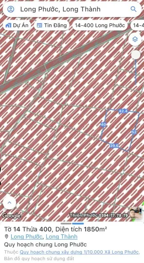 CẦN BÁN GẤP 2 MẢNH ĐẤT RUỘNG 3.684M² – XÃ LONG PHƯỚC, HUYỆN LONG THÀNH, ĐỒNG NAI