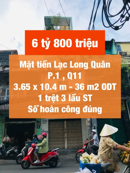 Mặt tiền kinh doanh Lạc Long Quân Q11 chỉ 6.8 tỷ !