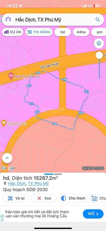 Bán hơn 1,5ha 900m2 tc mặt tiền mỹ xuân ngãi giao, giá 90tỷ. tài 0707 004 ***