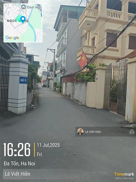 40.4m2 mt 3.8m ngọc động, xã bát tràng. đường 3m ô tô vào tận nơi. giáp vin gia lâm, ql 5