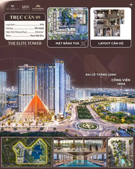 Căn góc rẻ nhất 3pn, giá 15,489tỷ, 125.4m2 the matric one primium đẹp chuẩn gu mỹ đình hà nội