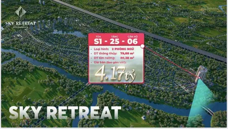 Căn hộ sky retreat 86m2 2pn 2wc, view sông bến lức, giá gốc cđt, tầng 25 thoáng, nội thất cao cấp