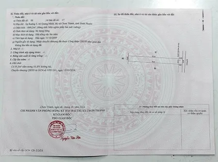 Lô Rẽ Nhất Chơn Thành - DT 10x100 = 1000m2 giá 470tr