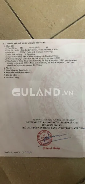 Bán lô đất thổ cư giá rẻ xã lý Nhơn-Huyện Cần Giờ Tp HCM