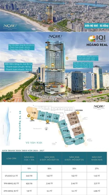 Suất ngoại giao bán căn hộ nobu giá chỉ 5,3 tỷ 38m2. thanh giãn đến 2027. sở hữu với 10%