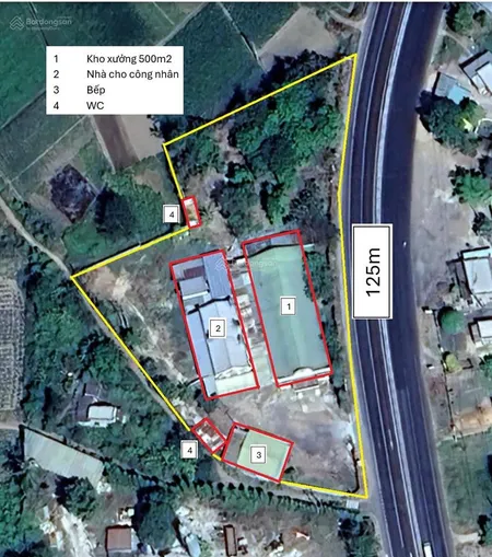 Bán kho nông sản 500m2 nhà xưởng + trạm điện, khu nhà công nhân, bếp...