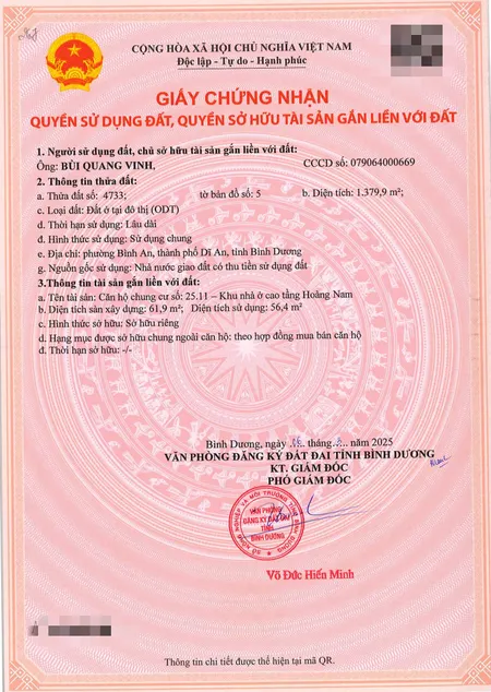 Chính chủ bán gấp căn hộ cạnh Ga Metro Số 1 Honas Residence 2PN 2WC 61m2 giá chỉ 2.xxx tỷ - có sổ