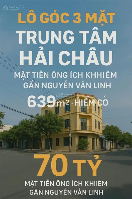 Đất mặt tiền ông ích khiêm kẹp 2 kiệt 639m2 gần nguyễn văn linh giá thương lượng
