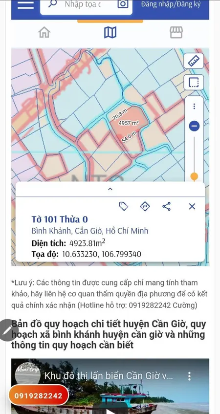 Đất ngợp giá rẻ xã bình Khánh-Huyện Cần Giờ Tp HCM