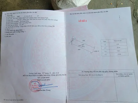 Bán lô đất xây biệt thự vườn 405m2 full thổ cư, Tịnh Thiện, TP Quảng Ngãi
