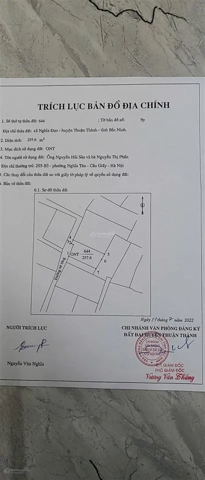 Chính chủ cần bán đất tại xã nghĩa đạo thuận thành bắc ninh 10tr/m2