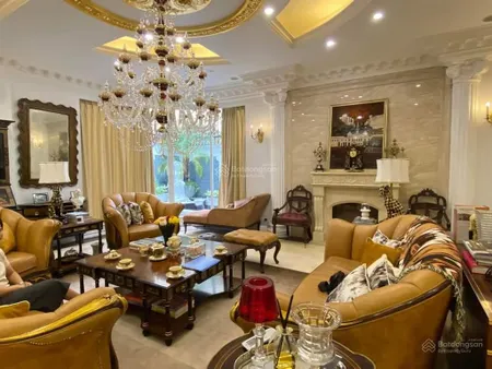 Bán biệt thự 300m2, 4t, mặt tiền 13m mặt đường trần thủ độ, kđt pháp vân. full nội thất luxury