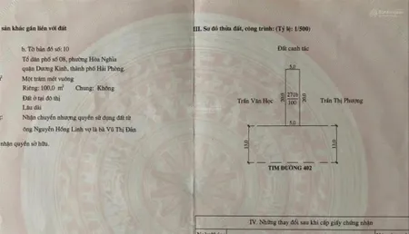 Bán đất 100m2 tại đường 402, phường hòa nghĩa, dương kinh, hải phòng, 3,08 tỷ