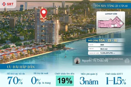 Căn hộ 3pn view trực diện sông hàn duy nhất toà s3 giỏ cđt vào ký hđmb ngayms châu mỹ srt