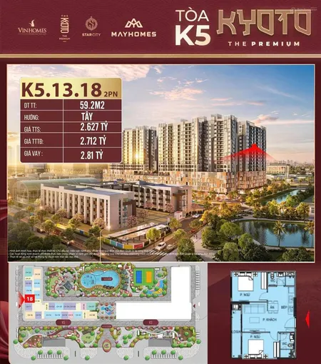 Căn hộ 2 pn giá rẻ duy nhất còn lại tại dự án chung cư cao cấp the kyoto vinhomes thanh hóa