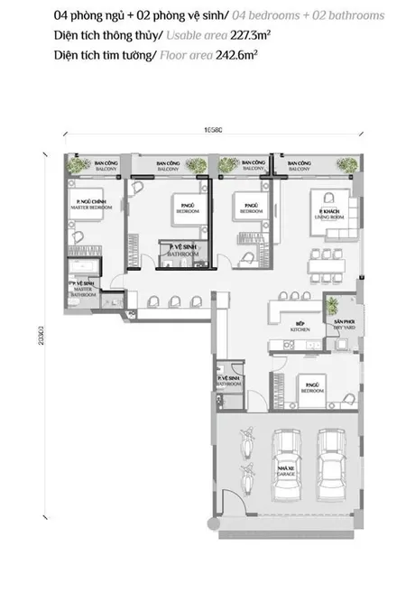 Bán sky linked villa căn góc 4pn, 242m2, chỉ 6 căn, celadon city q. tân phú, xe hơi đậu trước nhà