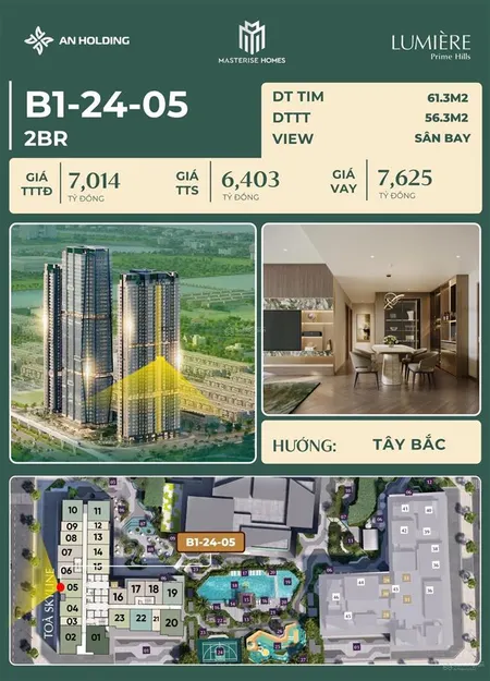 Căn hộ đáng sống nhất tại lumière prime hills | căn 2pn56m2 | tại đông anh 0966 849 ***