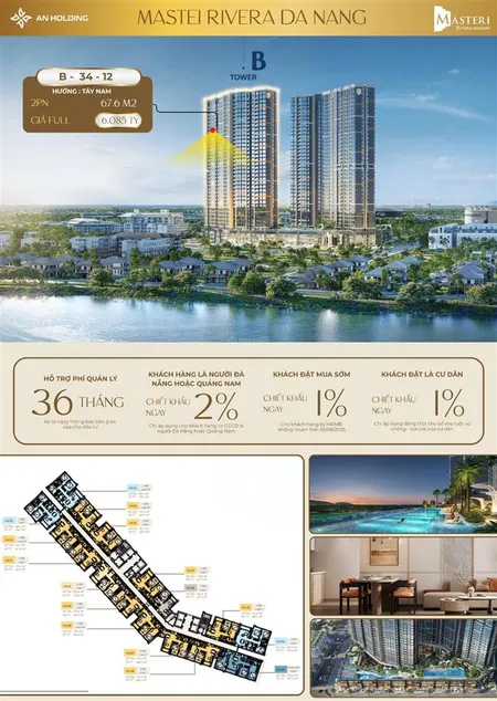 Giá bán và chính sách ưu đãi của căn hộ cao cấp masteri rivera đà nẵng của masterise homes gần biển