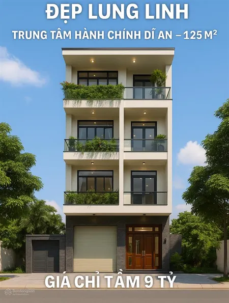 Bán nhà 5 tầng đẹp lung linh trung tâm hành chính dĩ an 125m2 giá chỉ tầm 9 tỷ