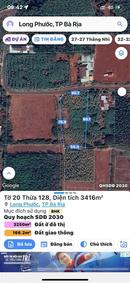 Chủ cần bán gấp lô đất 3 mặt tiền phân lô tại long phước, tp. bà rịa giá tốt đầu tư chỉ 3.5 tr/m2