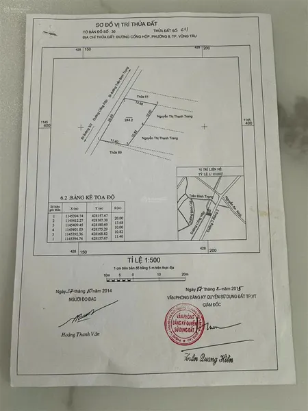 Bán đất mặt tiền đường 3/2 s=1400m2 =20x70m bhr phường 8cách bãi sau vũng tàu 500m giá 85 tỷ